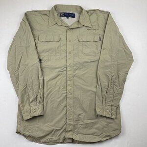 Go Fish Adventure Apparel Button Up Fishing Shirt Men’s M Roll Tab Sleeve